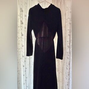 Black Long Sleeve Dress w/ slit! NEVER WORN! Backless!